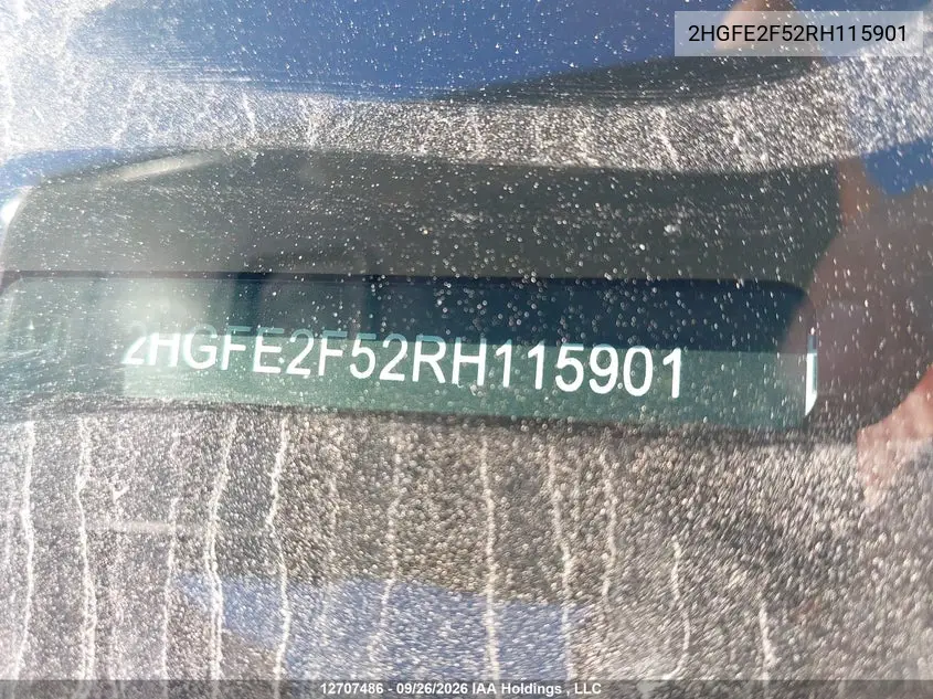 2024 HONDA CIVIC VIN 2HGFE2F52RH115901 — фото 18