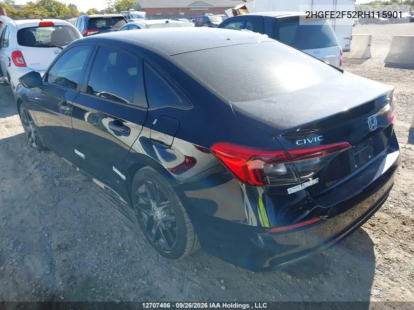 2024 HONDA CIVIC VIN 2HGFE2F52RH115901 — фото 3