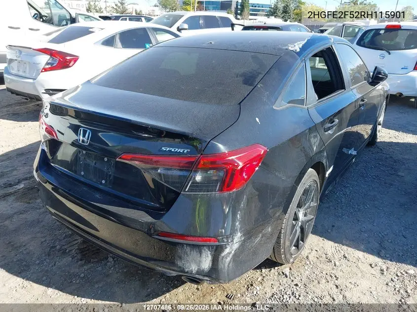 2024 HONDA CIVIC VIN 2HGFE2F52RH115901 — фото 4