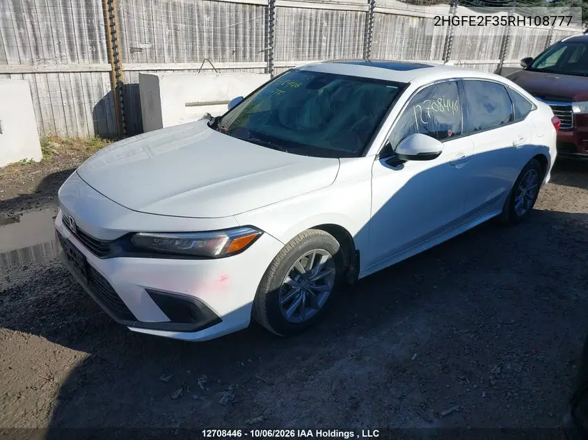 2024 HONDA CIVIC VIN 2HGFE2F35RH108777 — фото 2