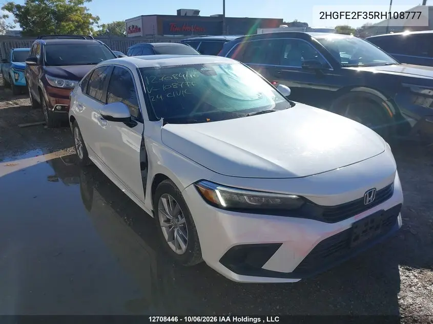 2024 HONDA CIVIC VIN 2HGFE2F35RH108777 — фото 6