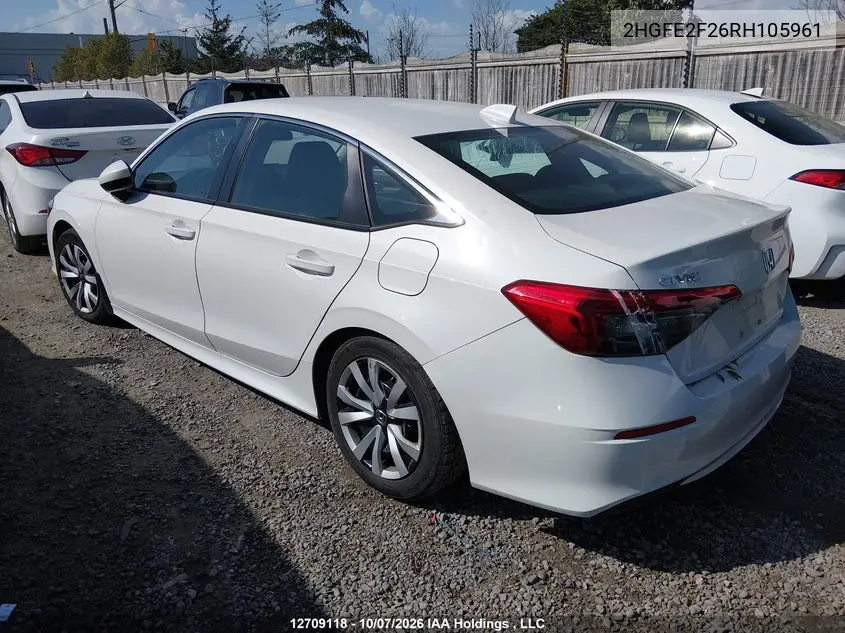 2024 HONDA CIVIC VIN 2HGFE2F26RH105961 — фото 3