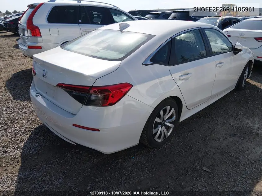 2024 HONDA CIVIC VIN 2HGFE2F26RH105961 — фото 4
