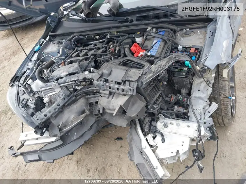 2024 HONDA CIVIC VIN 2HGFE1F92RH003175 — фото 10