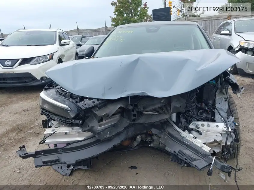 2024 HONDA CIVIC VIN 2HGFE1F92RH003175 — фото 6