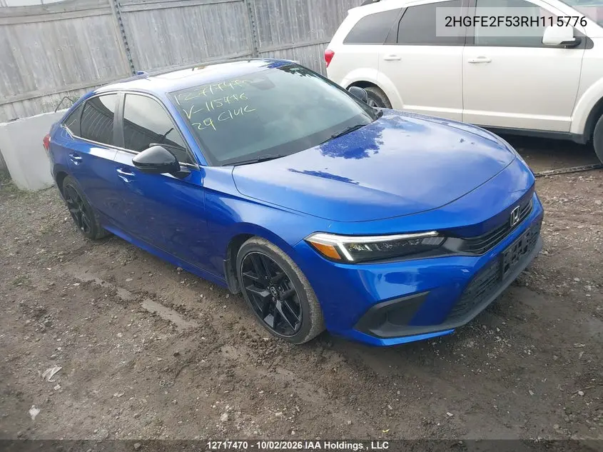 HONDA CIVIC 2024, VIN 2HGFE2F53RH115776