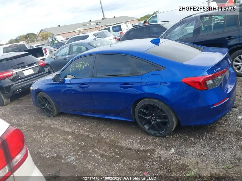 2024 HONDA CIVIC VIN 2HGFE2F53RH115776 — фото 14