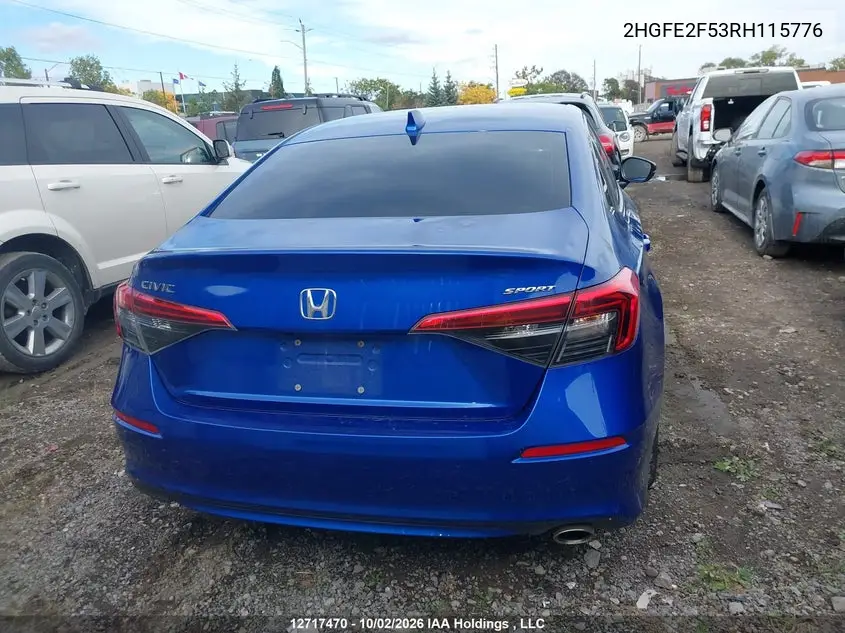 2024 HONDA CIVIC VIN 2HGFE2F53RH115776 — фото 16