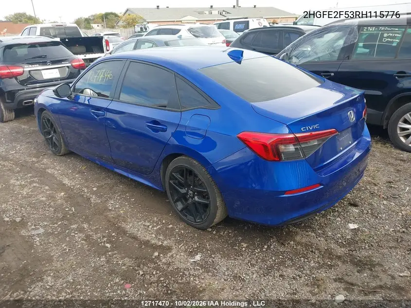 2024 HONDA CIVIC VIN 2HGFE2F53RH115776 — фото 3