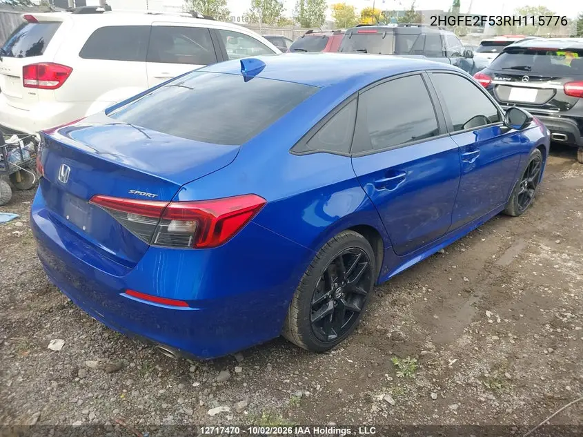 2024 HONDA CIVIC VIN 2HGFE2F53RH115776 — фото 4