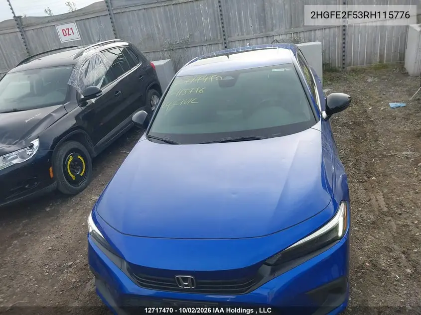 2024 HONDA CIVIC VIN 2HGFE2F53RH115776 — фото 6