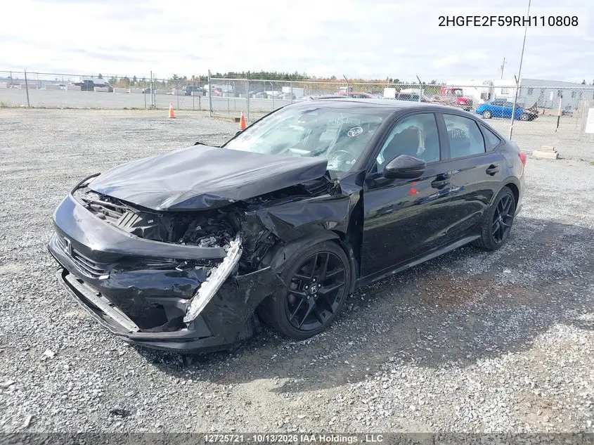 2024 HONDA CIVIC VIN 2HGFE2F59RH110808 — фото 2