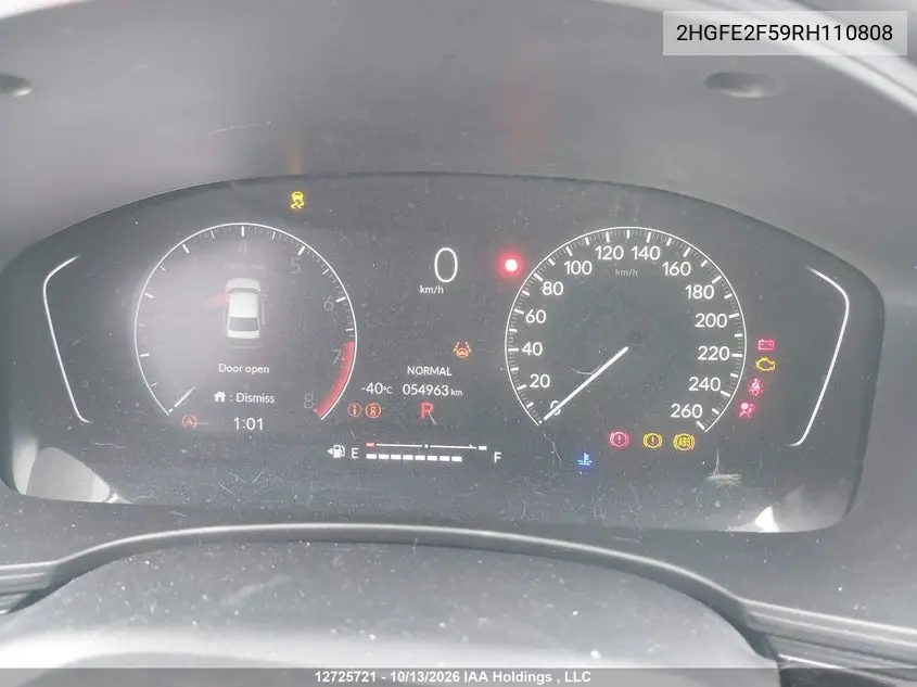 2024 HONDA CIVIC VIN 2HGFE2F59RH110808 — фото 7