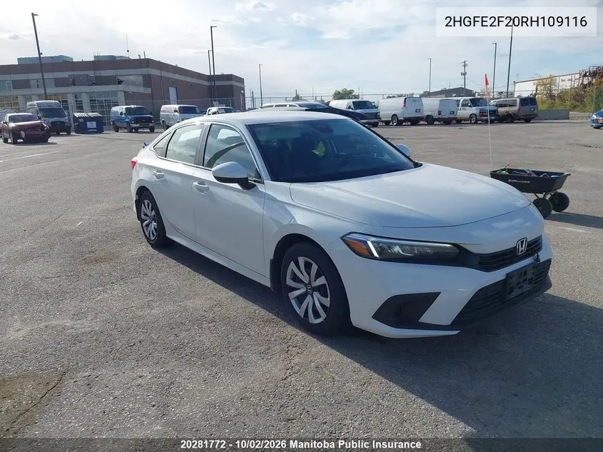 HONDA CIVIC 2024, VIN 2HGFE2F20RH109116