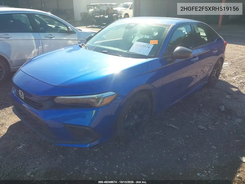 2024 HONDA CIVIC VIN 2HGFE2F5XRH519156 — фото 2