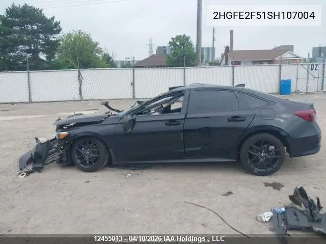 2025 HONDA CIVIC VIN 2HGFE2F51SH107004 — фото 14