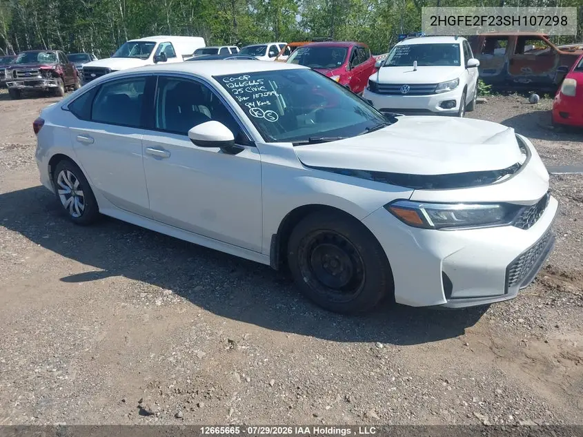 HONDA CIVIC 2025, VIN 2HGFE2F23SH107298