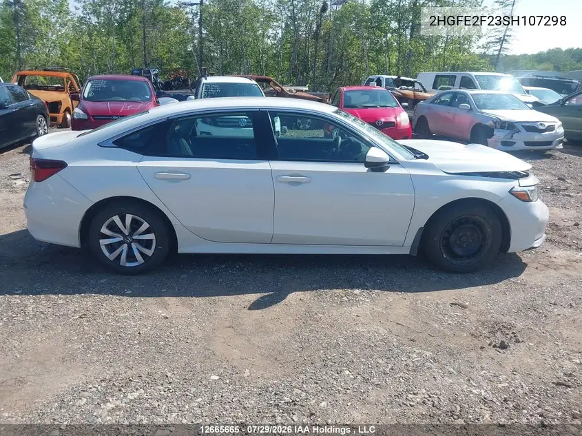 2025 HONDA CIVIC VIN 2HGFE2F23SH107298 — фото 13