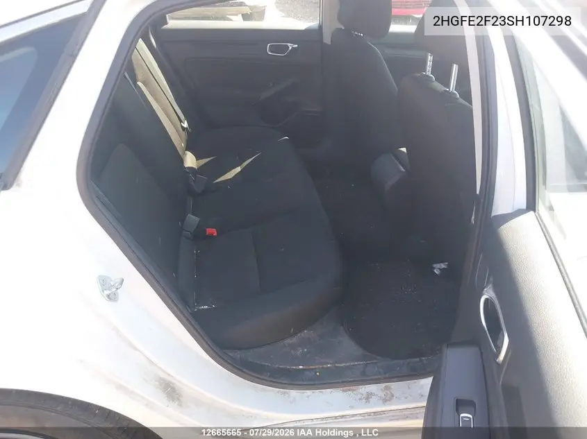 2025 HONDA CIVIC VIN 2HGFE2F23SH107298 — фото 8