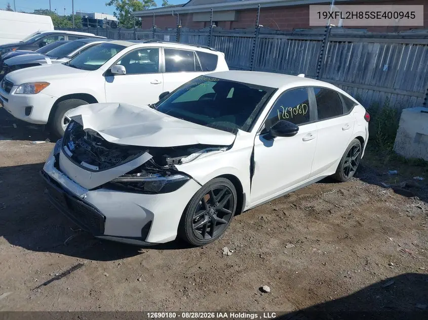 2025 HONDA CIVIC VIN 19XFL2H85SE400945 — фото 2