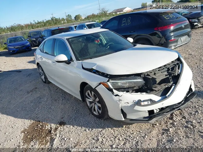 HONDA CIVIC 2025, VIN 2HGFE2F22SH102304