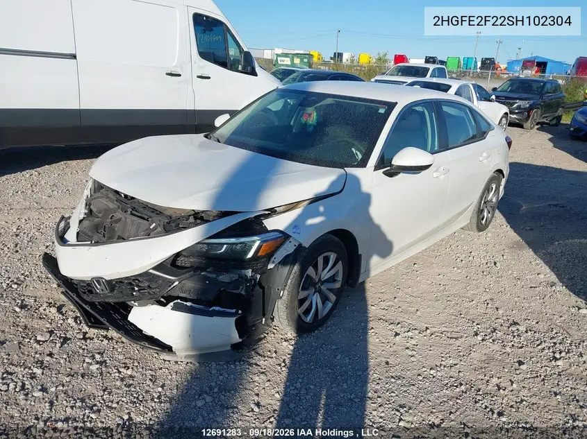 2025 HONDA CIVIC VIN 2HGFE2F22SH102304 — фото 2