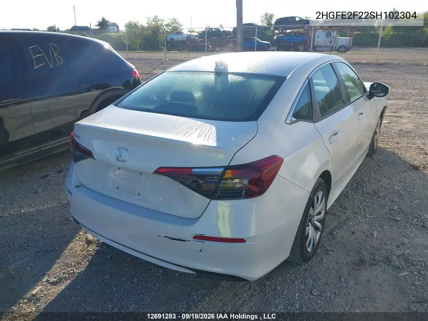 2025 HONDA CIVIC VIN 2HGFE2F22SH102304 — фото 4