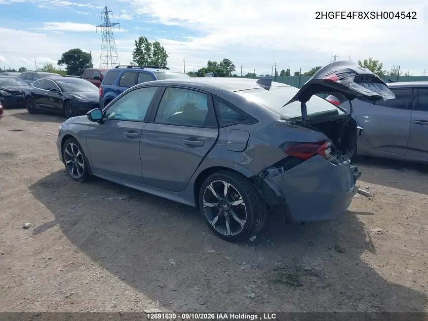 2025 HONDA CIVIC VIN 2HGFE4F8XSH004542 — фото 3