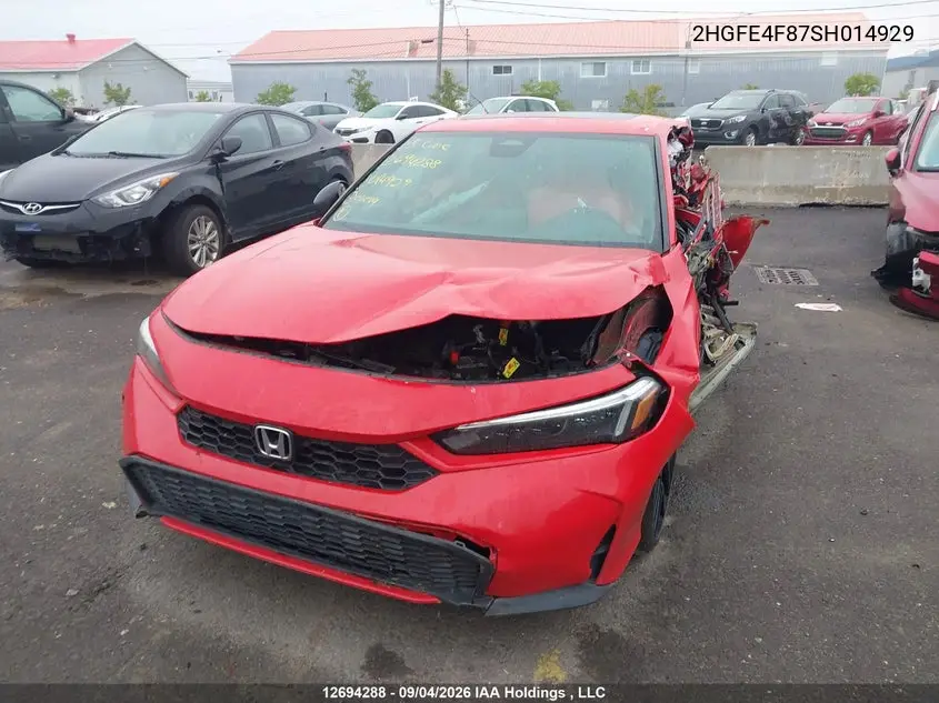 2025 HONDA CIVIC VIN 2HGFE4F87SH014929 — фото 12