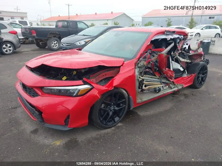 2025 HONDA CIVIC VIN 2HGFE4F87SH014929 — фото 2