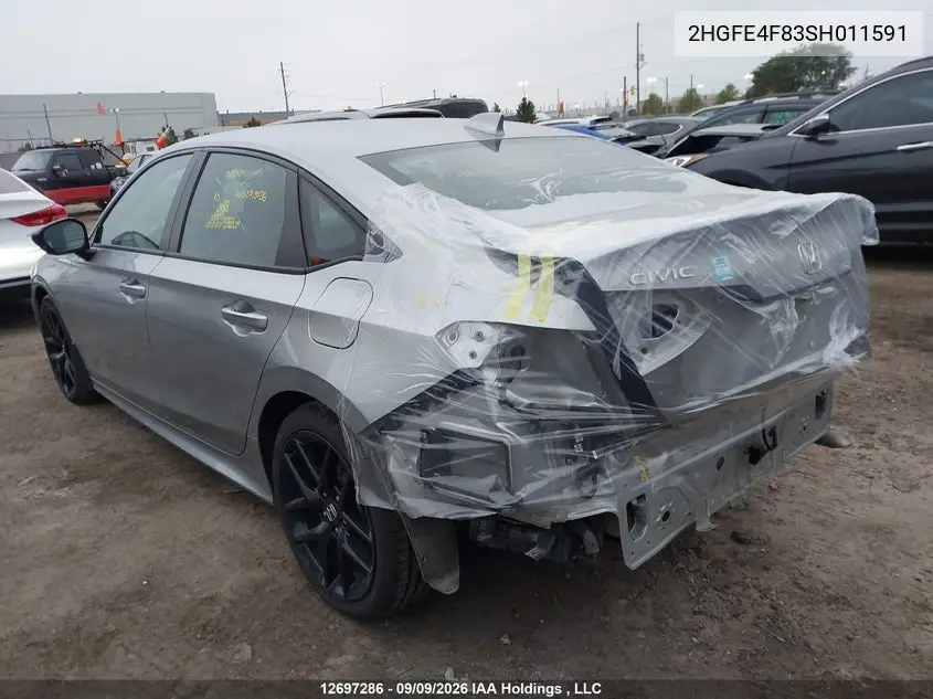 2025 HONDA CIVIC VIN 2HGFE4F83SH011591 — фото 3