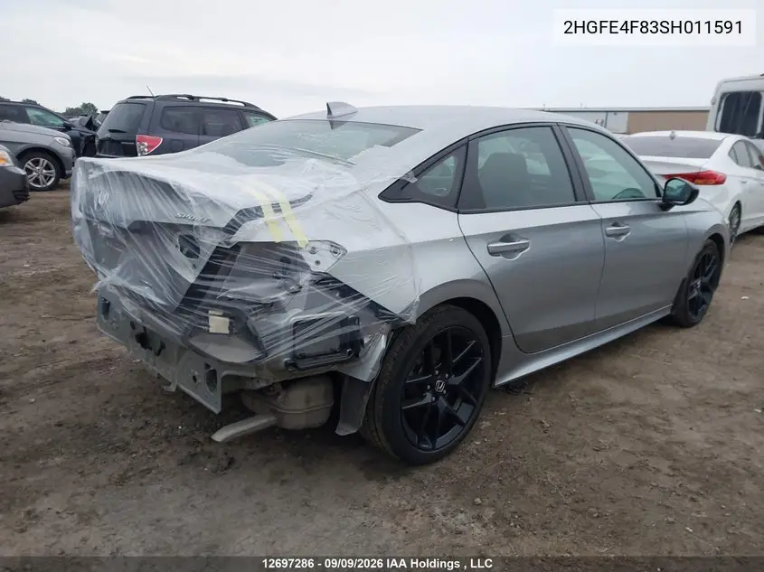 2025 HONDA CIVIC VIN 2HGFE4F83SH011591 — фото 4