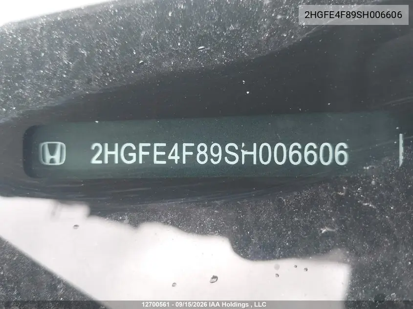 2025 HONDA CIVIC VIN 2HGFE4F89SH006606 — фото 19