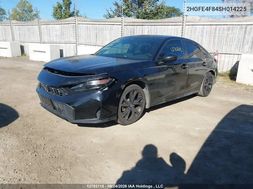 2025 HONDA CIVIC VIN 2HGFE4F84SH014225 — фото 2