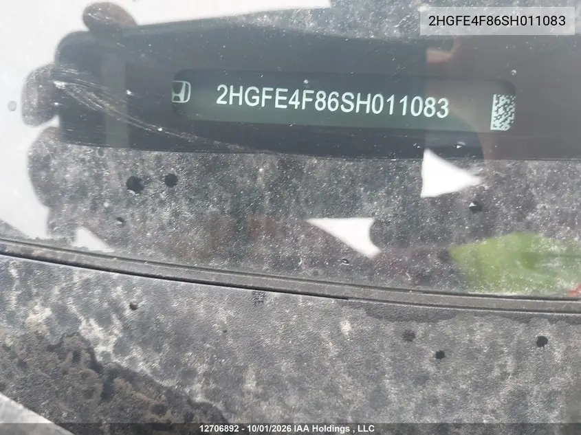2025 HONDA CIVIC VIN 2HGFE4F86SH011083 — фото 19