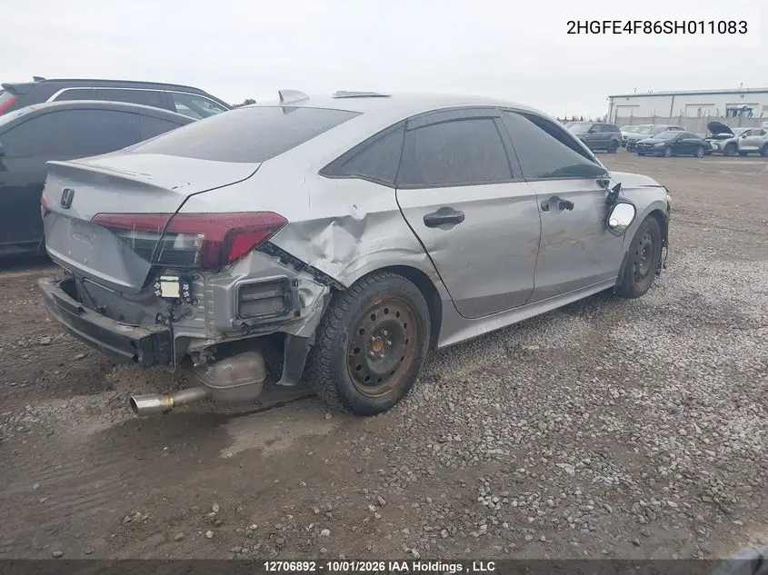 2025 HONDA CIVIC VIN 2HGFE4F86SH011083 — фото 4