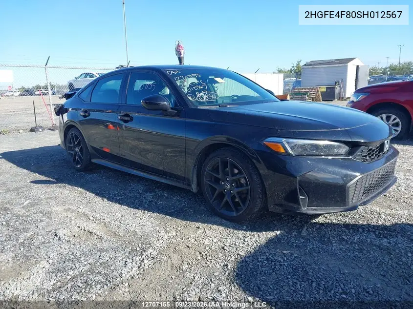 HONDA CIVIC 2025, VIN 2HGFE4F80SH012567