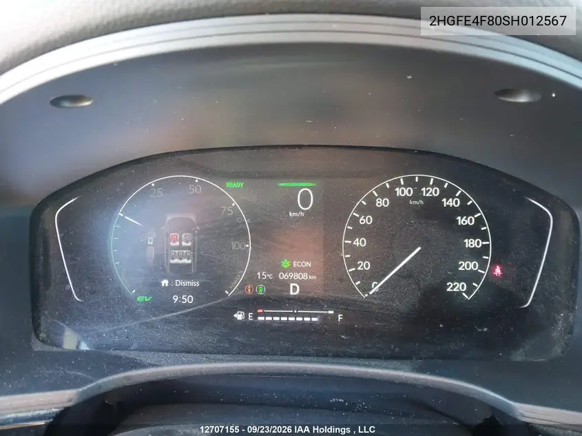 2025 HONDA CIVIC VIN 2HGFE4F80SH012567 — фото 7