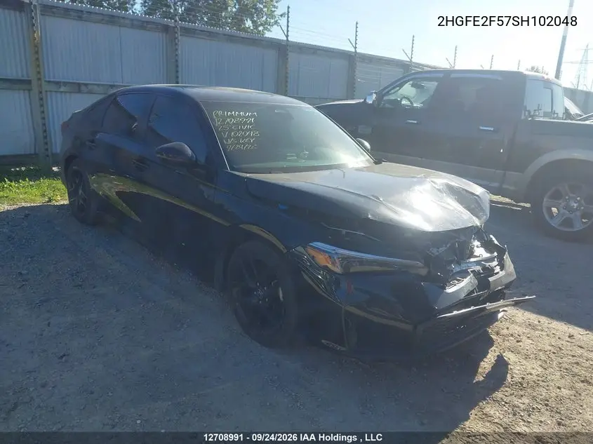 HONDA CIVIC 2025, VIN 2HGFE2F57SH102048