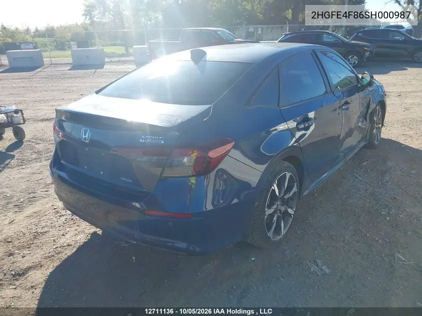 2025 HONDA CIVIC VIN 2HGFE4F86SH000987 — фото 4