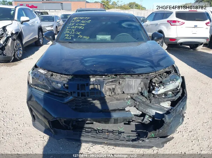 2025 HONDA CIVIC VIN 2HGFE4F81SH018782 — фото 13