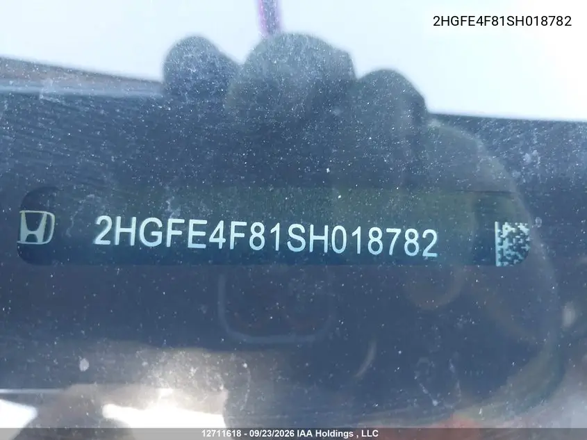 2025 HONDA CIVIC VIN 2HGFE4F81SH018782 — фото 18