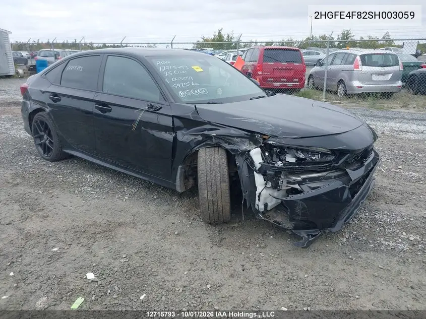 HONDA CIVIC 2025, VIN 2HGFE4F82SH003059