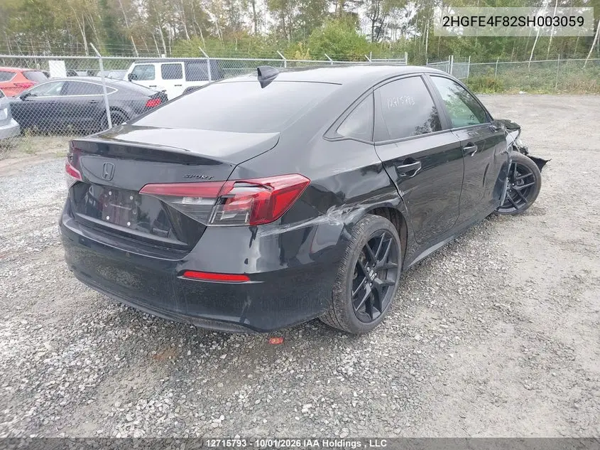 2025 HONDA CIVIC VIN 2HGFE4F82SH003059 — фото 4