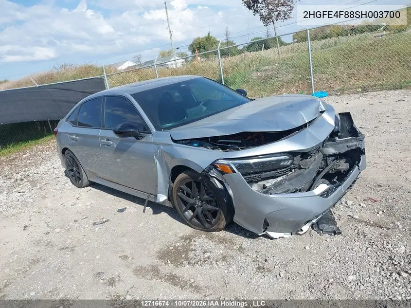 HONDA CIVIC 2025, VIN 2HGFE4F88SH003700