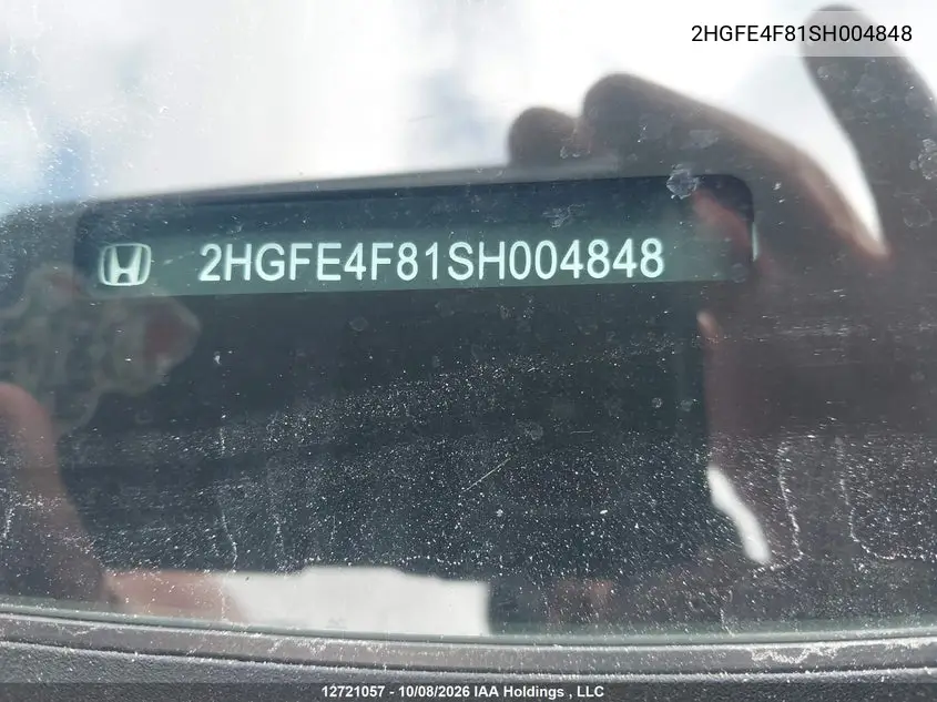 2025 HONDA CIVIC VIN 2HGFE4F81SH004848 — фото 19