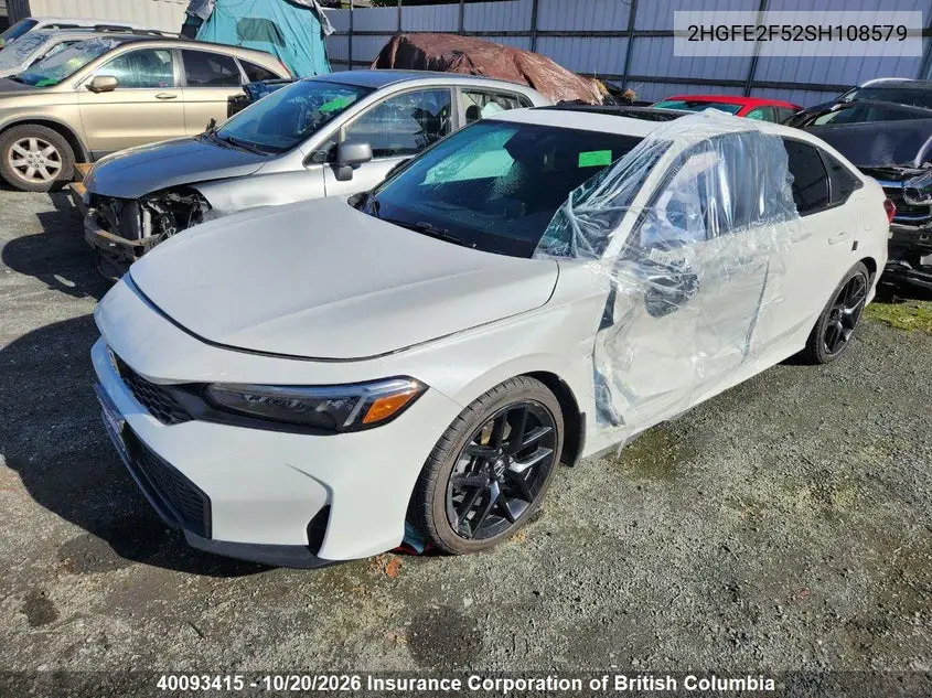 2025 HONDA CIVIC VIN 2HGFE2F52SH108579 — фото 3