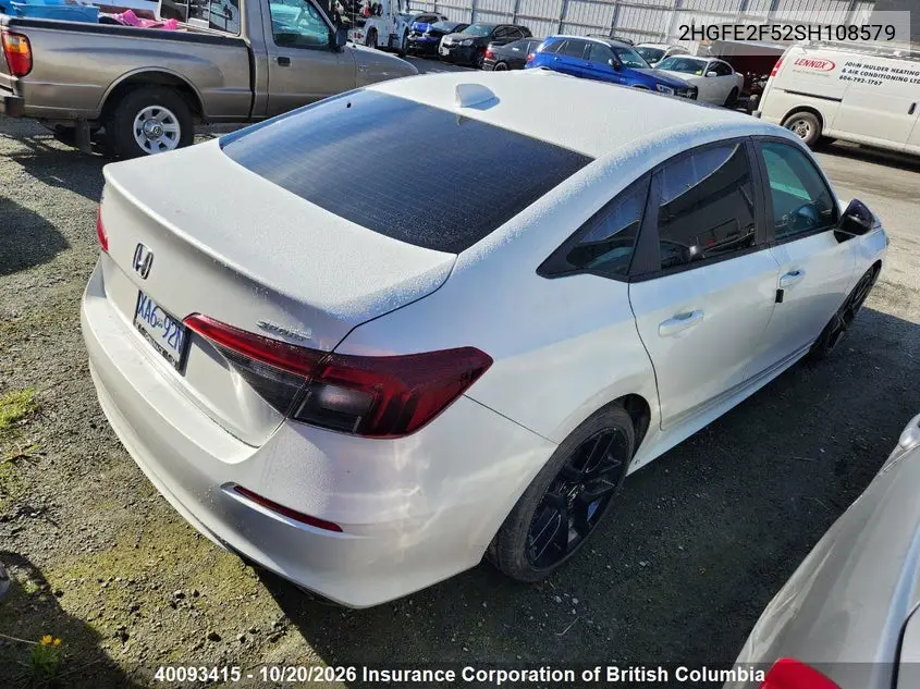 2025 HONDA CIVIC VIN 2HGFE2F52SH108579 — фото 5