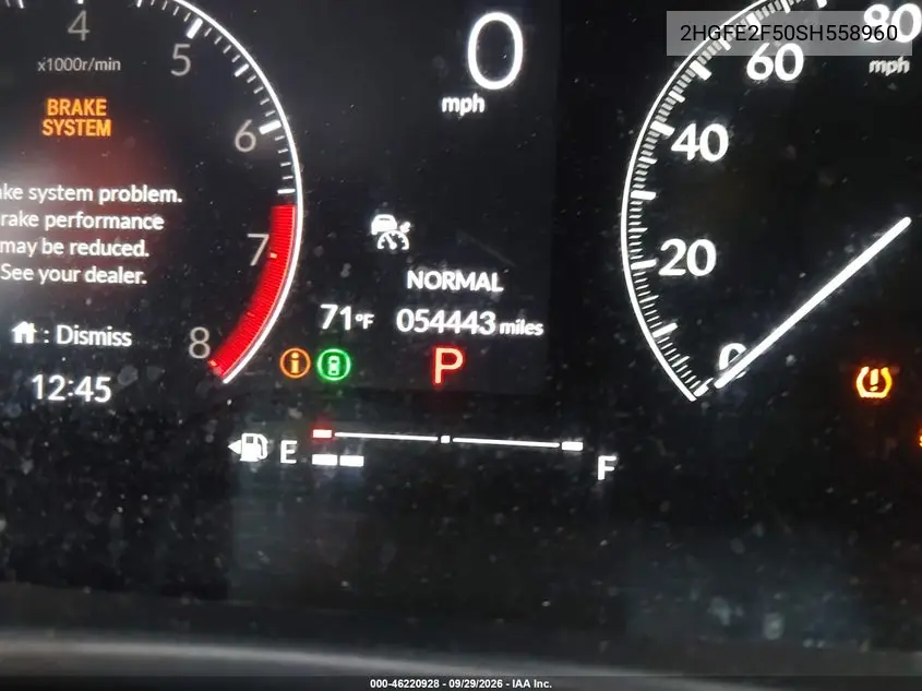 2025 HONDA CIVIC VIN 2HGFE2F50SH558960 — фото 15