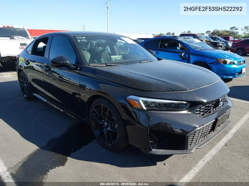 HONDA CIVIC 2025, VIN 2HGFE2F53SH522292